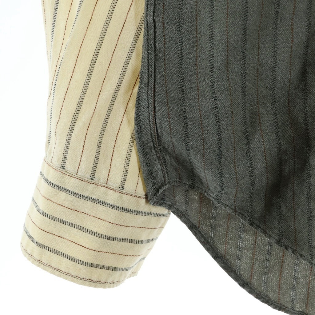 COMME des GARCONS HOMME PLUS(コムデギャルソンオムプリュス) 08AW AD2008 EVER GREEN カラー切り替えデザイン 長袖ストライプシャツ グリーン/イエロー PB-B202