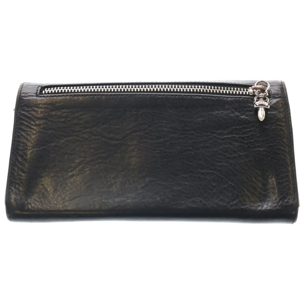 CHROME HEARTS(クロムハーツ) GREASY グリーシー クロスボールボタン レザーロングウォレット 長財布 ブラック