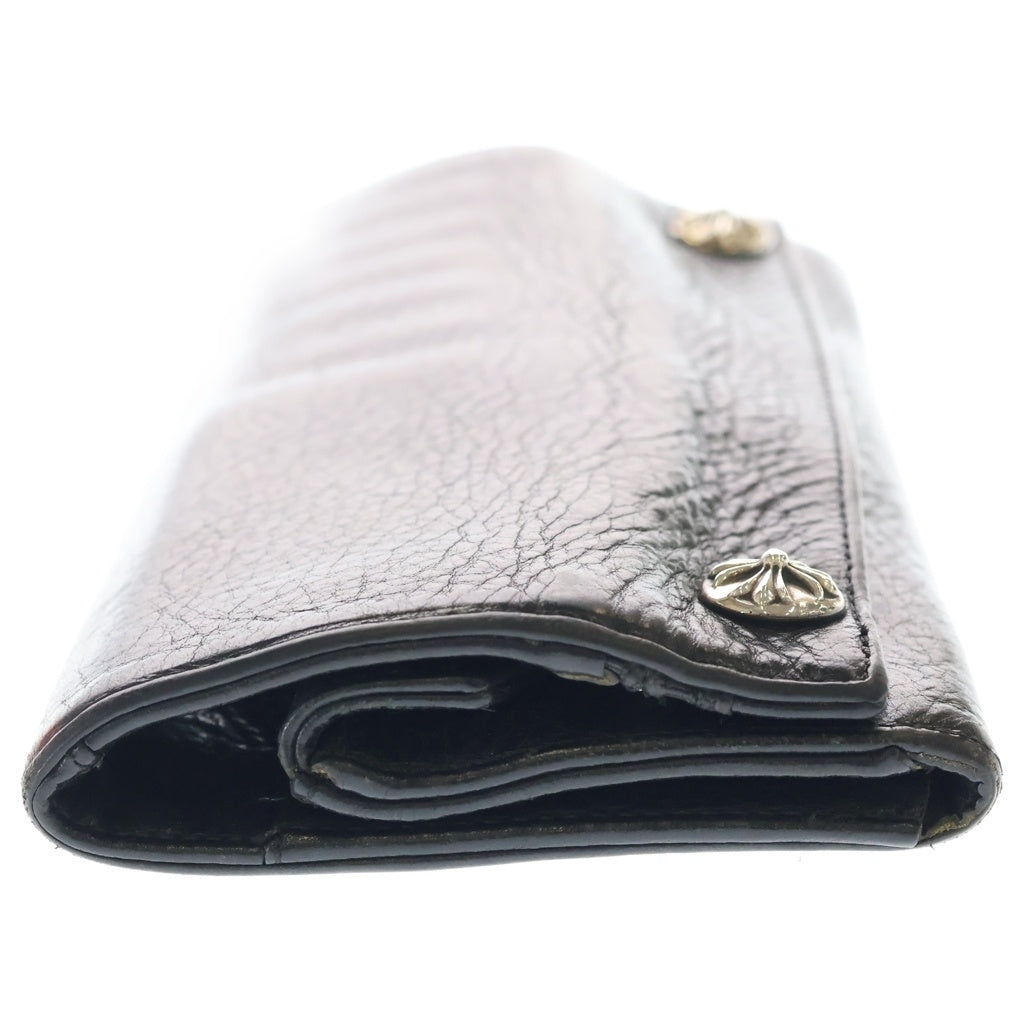 CHROME HEARTS(クロムハーツ) GREASY グリーシー クロスボールボタン レザーロングウォレット 長財布 ブラック