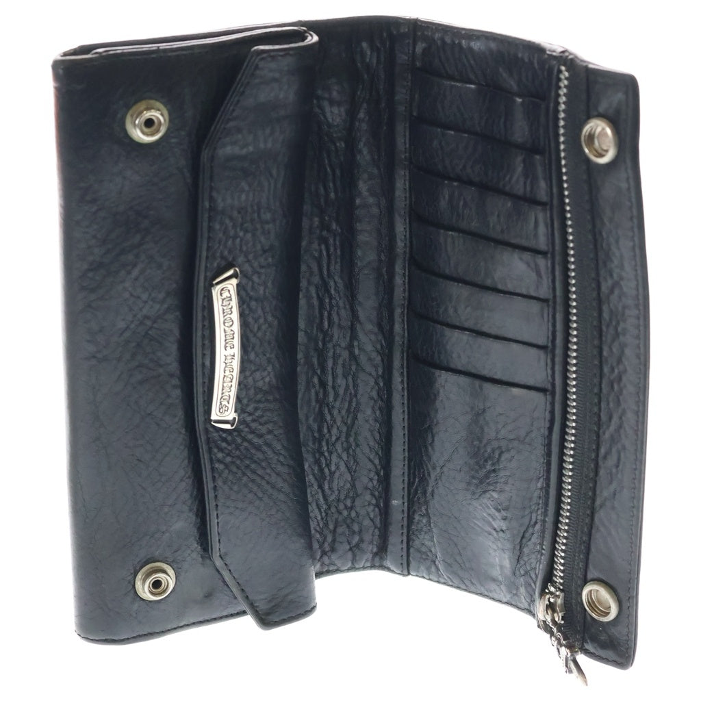 CHROME HEARTS(クロムハーツ) GREASY グリーシー クロスボールボタン レザーロングウォレット 長財布 ブラック