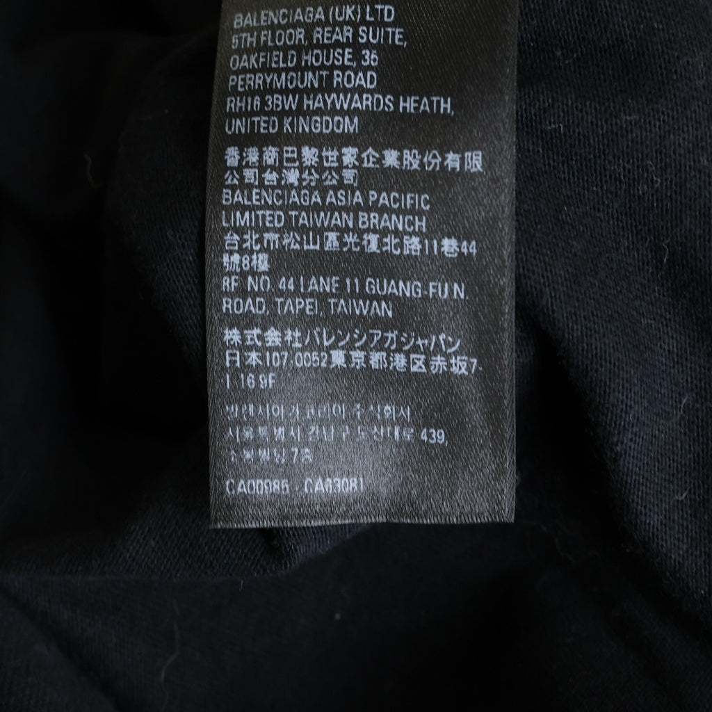 BALENCIAGA(バレンシアガ) 23SS ×adidas アディダス 3ストライプ ロゴプリントTシャツ 半袖クルーネックカットソー ブラック 739101 TNVA6