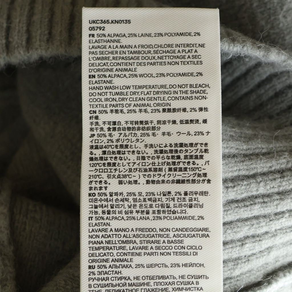 AMI Alexandre Mattiussi(アミアレクサンドルマテュッシ) 26SS 胸ハートロゴ アルパカウールカーディガン グレー UKC365.KN0135