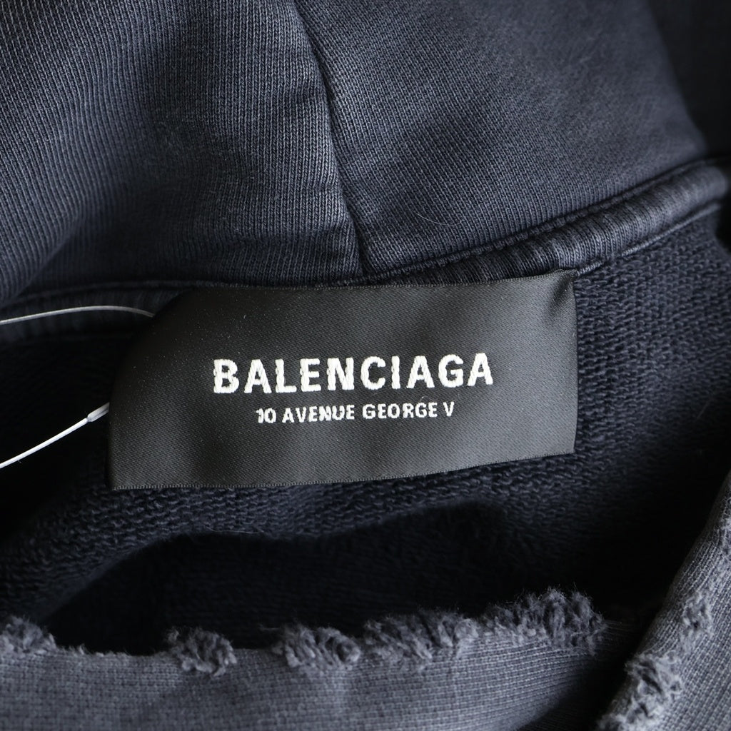 BALENCIAGA(バレンシアガ) 24AW ダメージ加工 ロゴグラフィティ プルオーバースウェットパーカー ブラック 821861 TRVY6