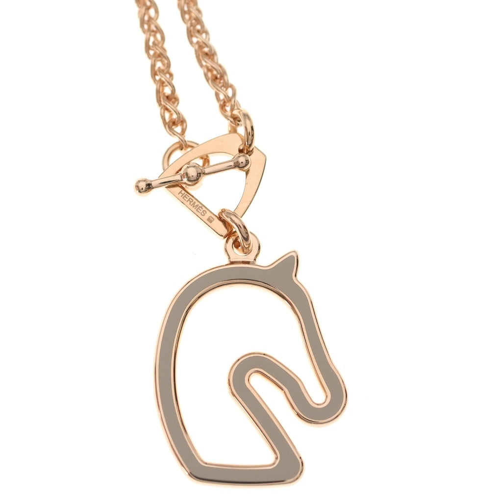 HERMES(エルメス) TONNERRE PM トネール シュヴァル マロングラッセ チェーンネックレス ピンクゴールド レディース