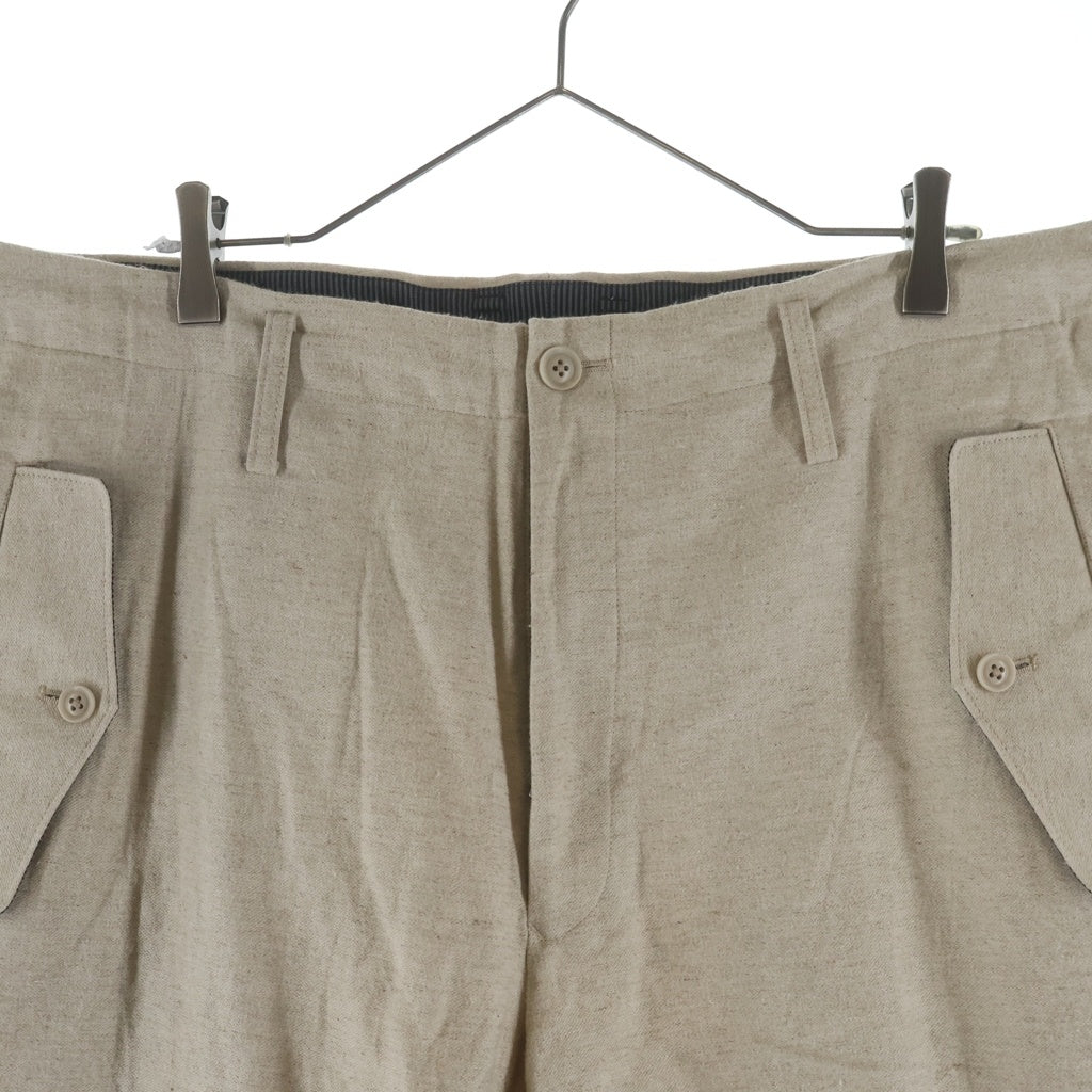 Y's for men(ワイズフォーメン) 24AW Z-Flap Pants リネン混 Zフラップ ワイドパンツ ベージュ MO-P15-008