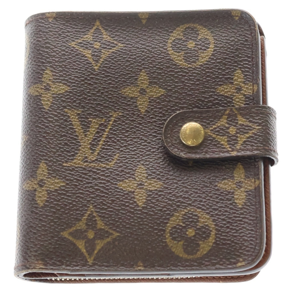 LOUIS VUITTON(ルイヴィトン) モノグラムキャンバス コンパクトジップ ウォレット 二つ折り財布 ブラウン M61667 MI1002 レディース