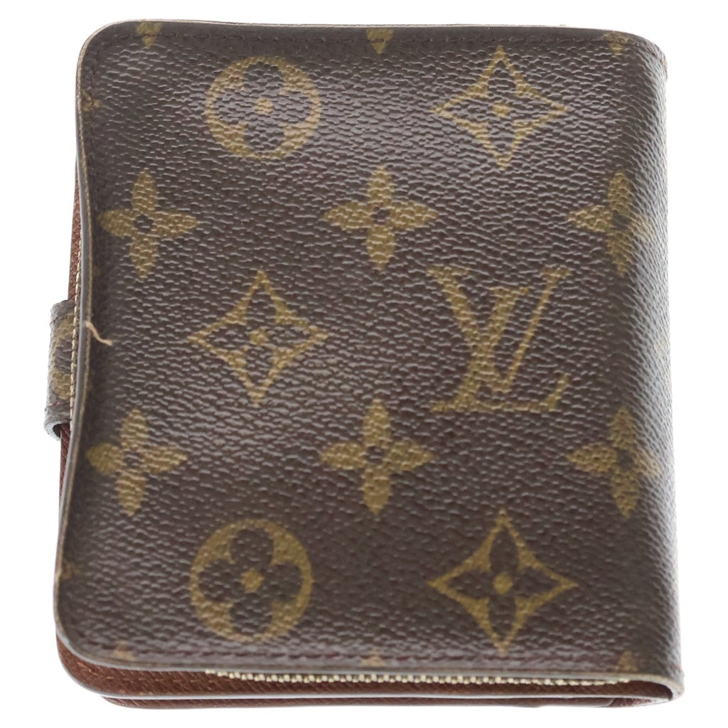 LOUIS VUITTON(ルイヴィトン) モノグラムキャンバス コンパクトジップ ウォレット 二つ折り財布 ブラウン M61667 MI1002 レディース