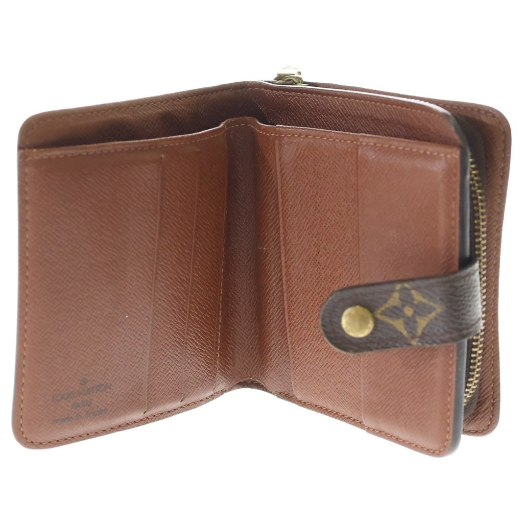 LOUIS VUITTON(ルイヴィトン) モノグラムキャンバス コンパクトジップ ウォレット 二つ折り財布 ブラウン M61667 MI1002 レディース