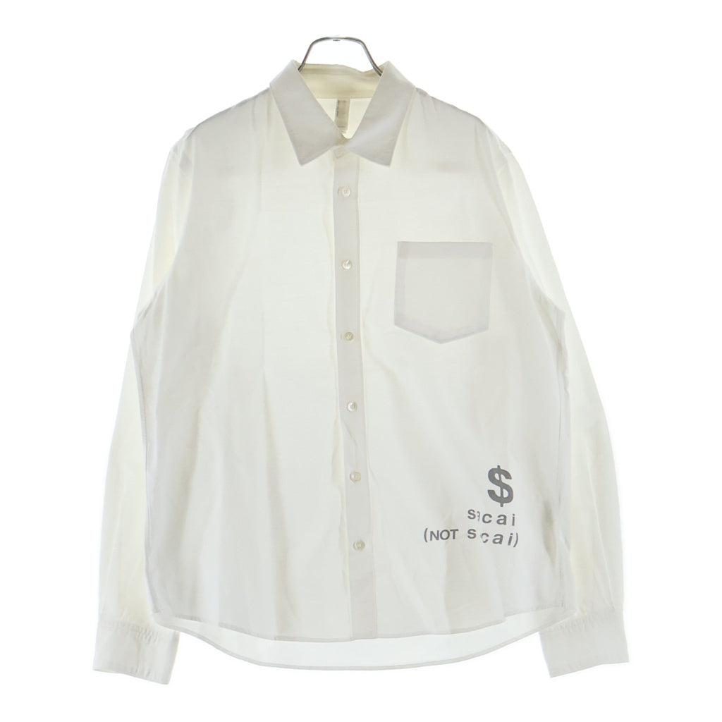 Sacai(サカイ) 17AW ×FRAGMENT DESIGN フラグメントデザイン コットン ロゴプリント 長袖シャツ ホワイト 16-01191M