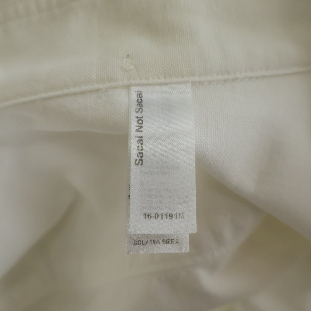 Sacai(サカイ) 17AW ×FRAGMENT DESIGN フラグメントデザイン コットン ロゴプリント 長袖シャツ ホワイト 16-01191M