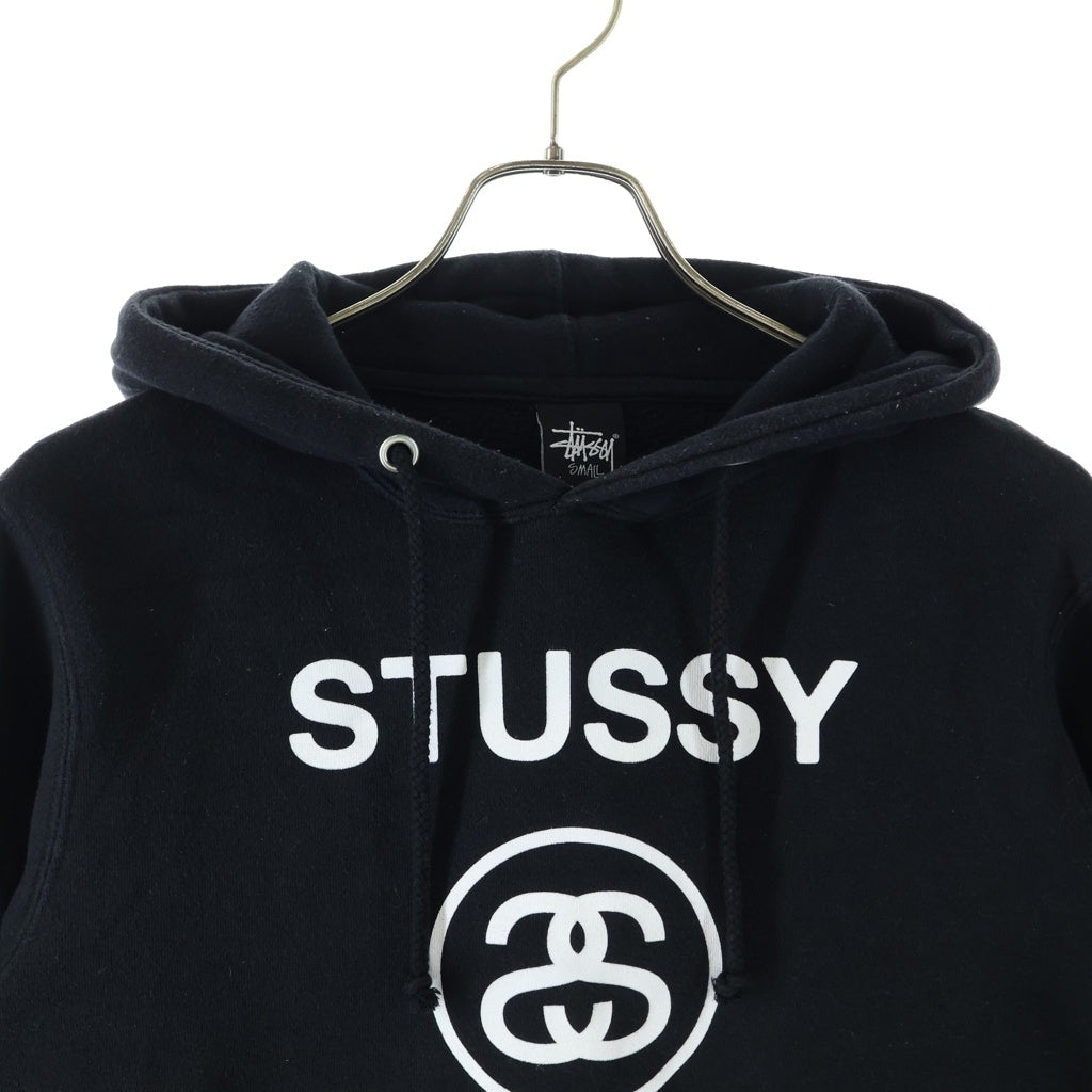 STUSSY(ステューシー) ×FRAGMENT DESIGN フラグメントデザイン フロントロゴプリント プルオーバーフーディー パーカー ブラック