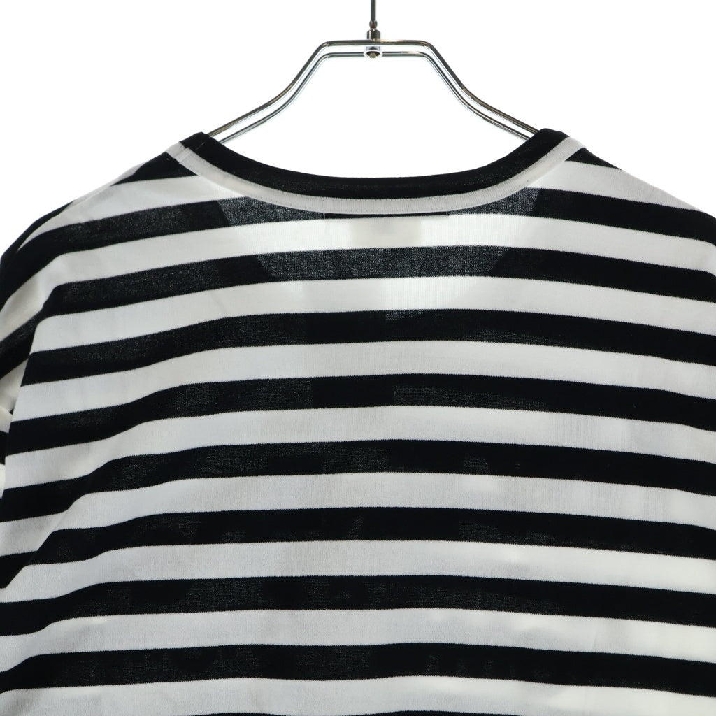 COMME des GARCONS(コムデギャルソン) AD2020 ボーダー ロゴプリント クルーネック長袖Tシャツ カットソー レディース ブラック/ホワイト OZ-T213