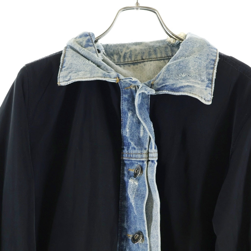 MINTCREW(ミントクルー) MA-1 デニムジャケットドッキング ナイロン ボンバージャケット インディゴ/ブラック