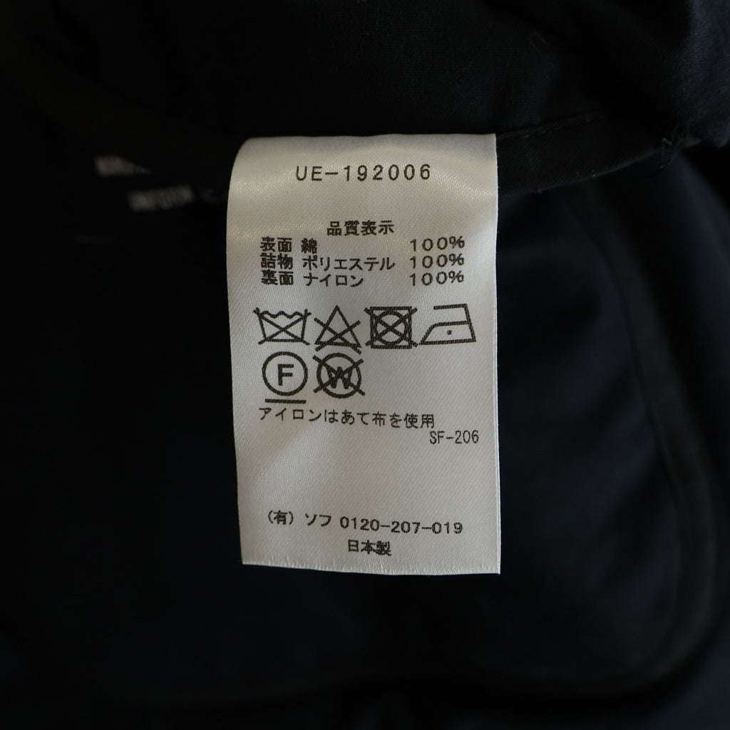 UNIFORM EXPERIMENT(ユニフォームエクスペリメント) 19AW REVERSIBLE ZIP LINER リバーシブル ジップアップライナージャケット ブラック UE-192006