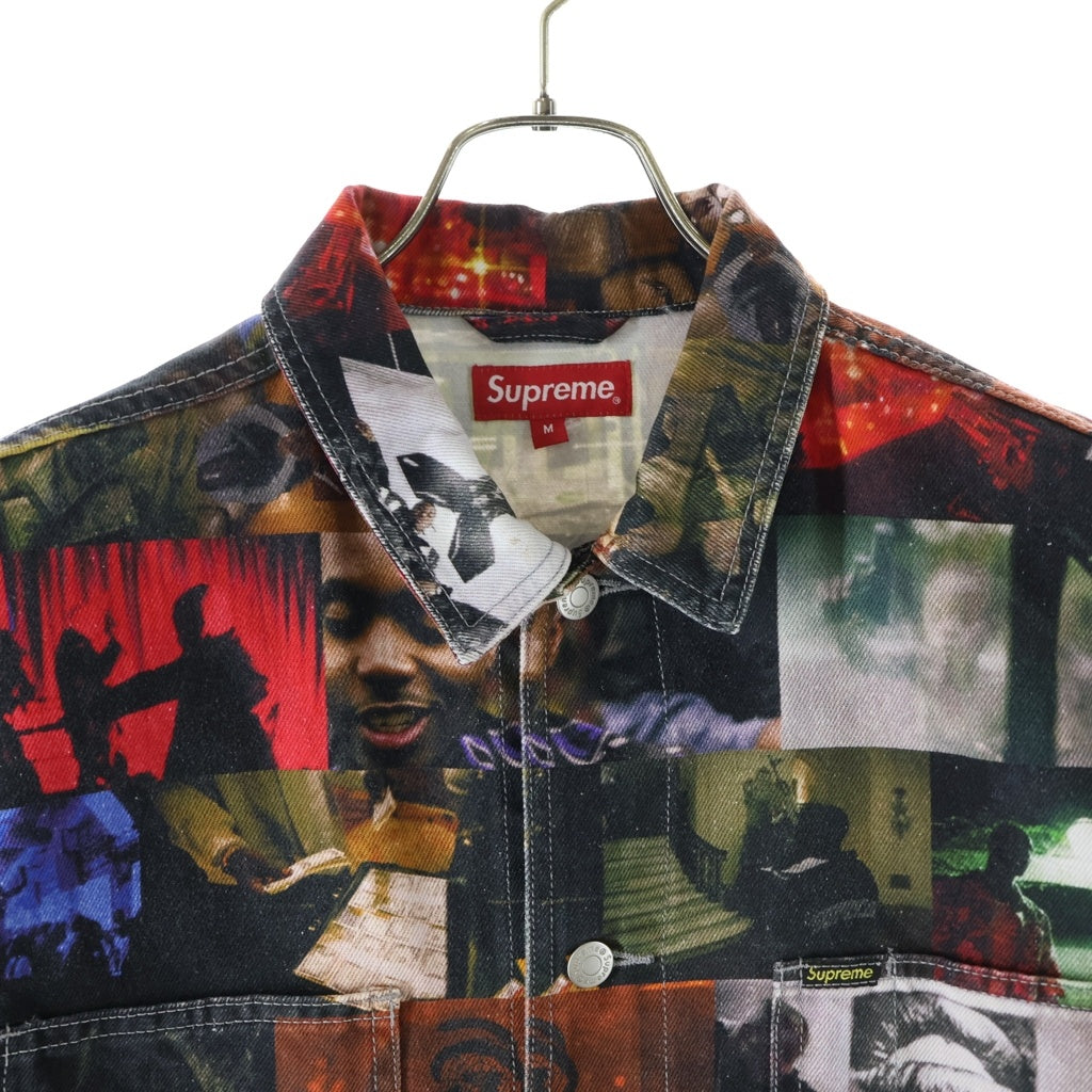 SUPREME(シュプリーム) 21AW Nas and DMX Collage Denim Chore Coat ナズアンドDMX 総柄 カレッジデニムチョアコート ジャケット マルチカラー