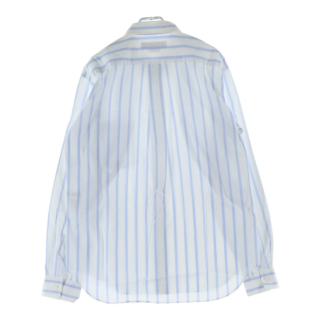 COMME des GARCONS HOMME DEUX(コムデギャルソン オムドゥ) 23AW AD2023 フロント切替 長袖コットンストライプシャツ ホワイト/ブルー DL-B045