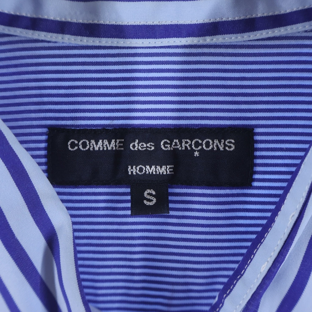 COMME des GARCONS HOMME(コムデギャルソンオム) 21SS AD2020 袖切替 長袖コットンストライプシャツ ブルー HG-B013