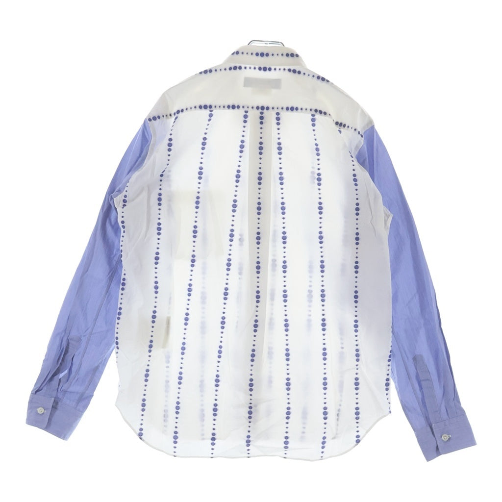 COMME des GARCONS HOMME DEUX(コムデギャルソン オムドゥ) 23SS AD2022 袖切替 ドットデザイン 長袖コットンシャツ ホワイト/ブルー DK-B038