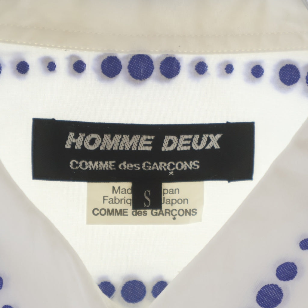 COMME des GARCONS HOMME DEUX(コムデギャルソン オムドゥ) 23SS AD2022 袖切替 ドットデザイン 長袖コットンシャツ ホワイト/ブルー DK-B038
