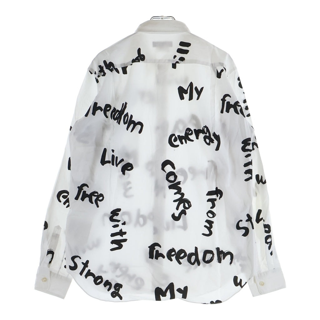 COMME des GARCONS HOMME PLUS(コムデギャルソンオムプリュス) 21AW AD2021 レタープリント総柄 長袖コットンシャツ ホワイト/ブラック PH-B015