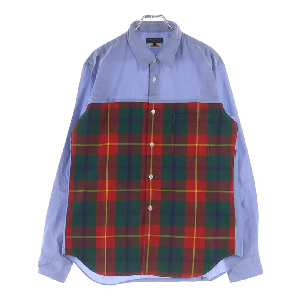 COMME des GARCONS HOMME PLUS(コムデギャルソンオムプリュス) 21AW AD2020 異素材チック切替 長袖ボタンシャツ ブルー/レッド/グリーン PF-B011
