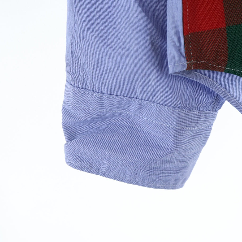 COMME des GARCONS HOMME PLUS(コムデギャルソンオムプリュス) 21AW AD2020 異素材チック切替 長袖ボタンシャツ ブルー/レッド/グリーン PF-B011