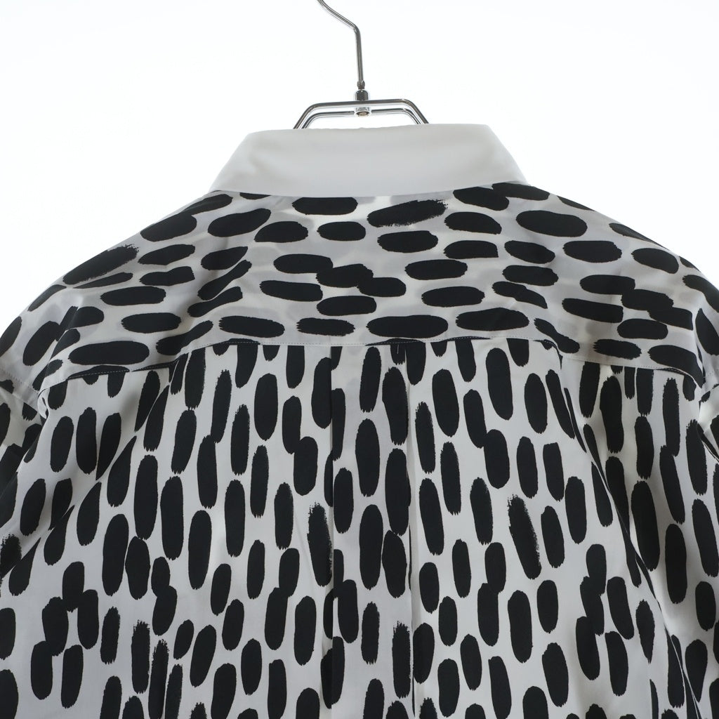 COMME des GARCONS HOMME DEUX(コムデギャルソン オムドゥ) 23SS AD2022 レオパード総柄 長袖コットンシャツ ホワイト/ブラック DK-B034