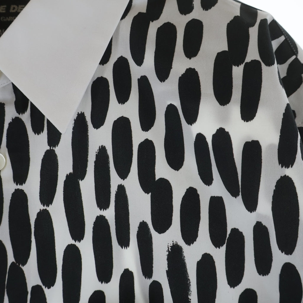 COMME des GARCONS HOMME DEUX(コムデギャルソン オムドゥ) 23SS AD2022 レオパード総柄 長袖コットンシャツ ホワイト/ブラック DK-B034