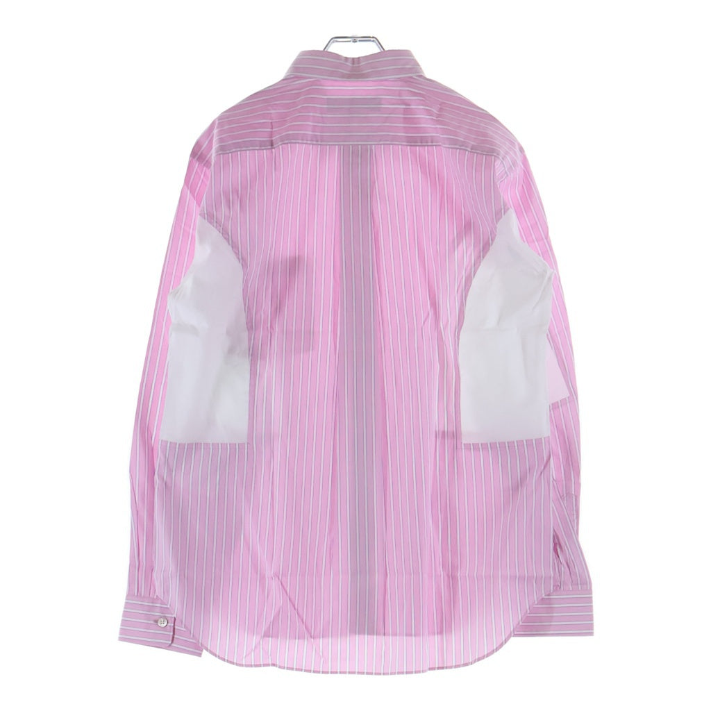 COMME des GARCONS HOMME DEUX(コムデギャルソン オムドゥ) 24SS AD2023 サイド切替 長袖コットンストライプシャツ ピンク/ホワイト DM-B050