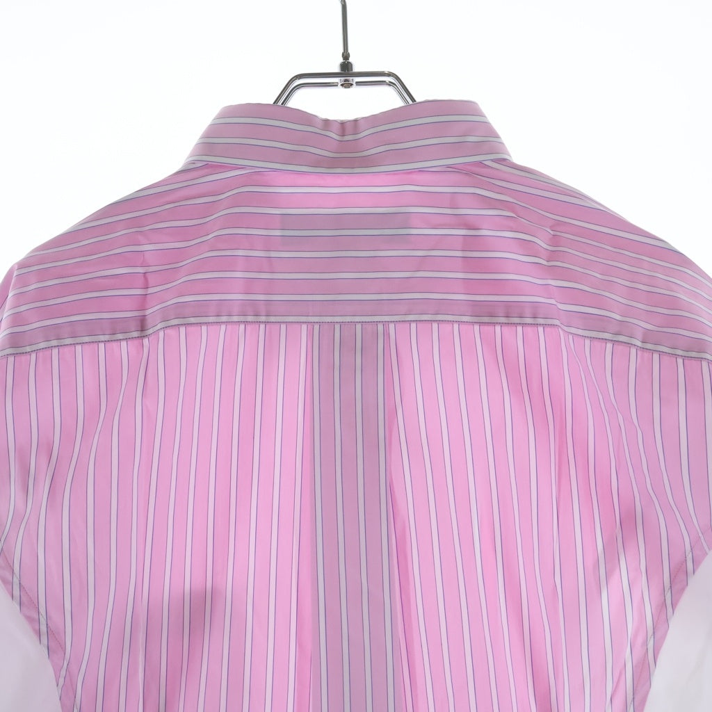 COMME des GARCONS HOMME DEUX(コムデギャルソン オムドゥ) 24SS AD2023 サイド切替 長袖コットンストライプシャツ ピンク/ホワイト DM-B050