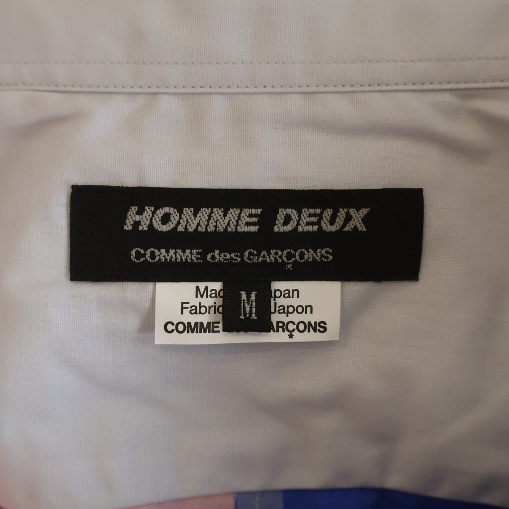 COMME des GARCONS HOMME DEUX(コムデギャルソン オムドゥ) 22AW AD2022 切り替えデザイン 長袖コットンシャツ ブルー/ピンク DJ-B030