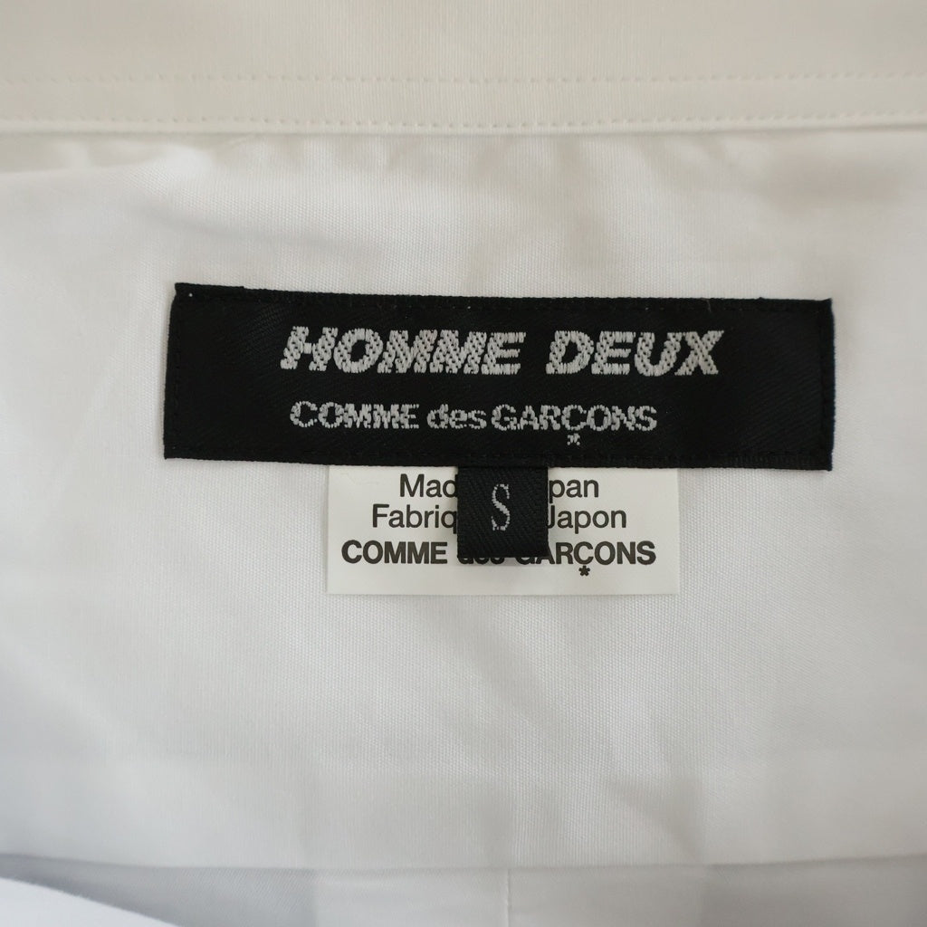 COMME des GARCONS HOMME DEUX(コムデギャルソン オムドゥ) 23SS AD2022 フロントストライプパッチワーク加工 長袖コットンシャツ ホワイト/ブルー DK-B022