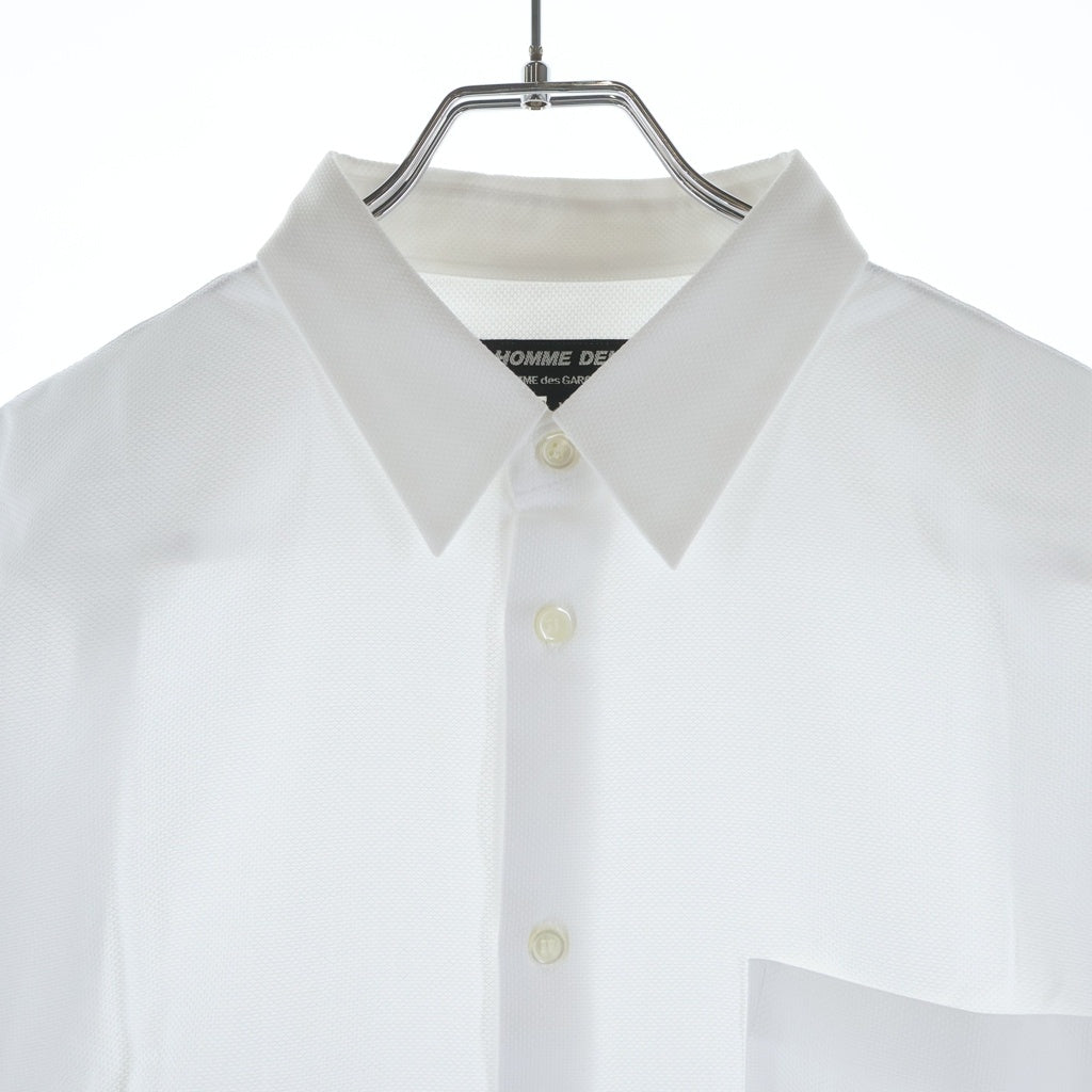 COMME des GARCONS HOMME DEUX(コムデギャルソン オムドゥ) 24AW AD2024 裾ジッパーデザイン 長袖ボタンシャツ ホワイト DN-B040