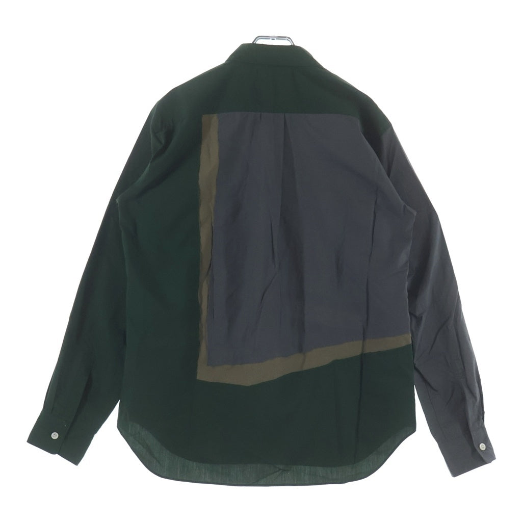COMME des GARCONS HOMME DEUX(コムデギャルソン オムドゥ) 21AW AD2021 ドッキングデザイン 長袖ボタンシャツ グレー/グリーン DH-B044