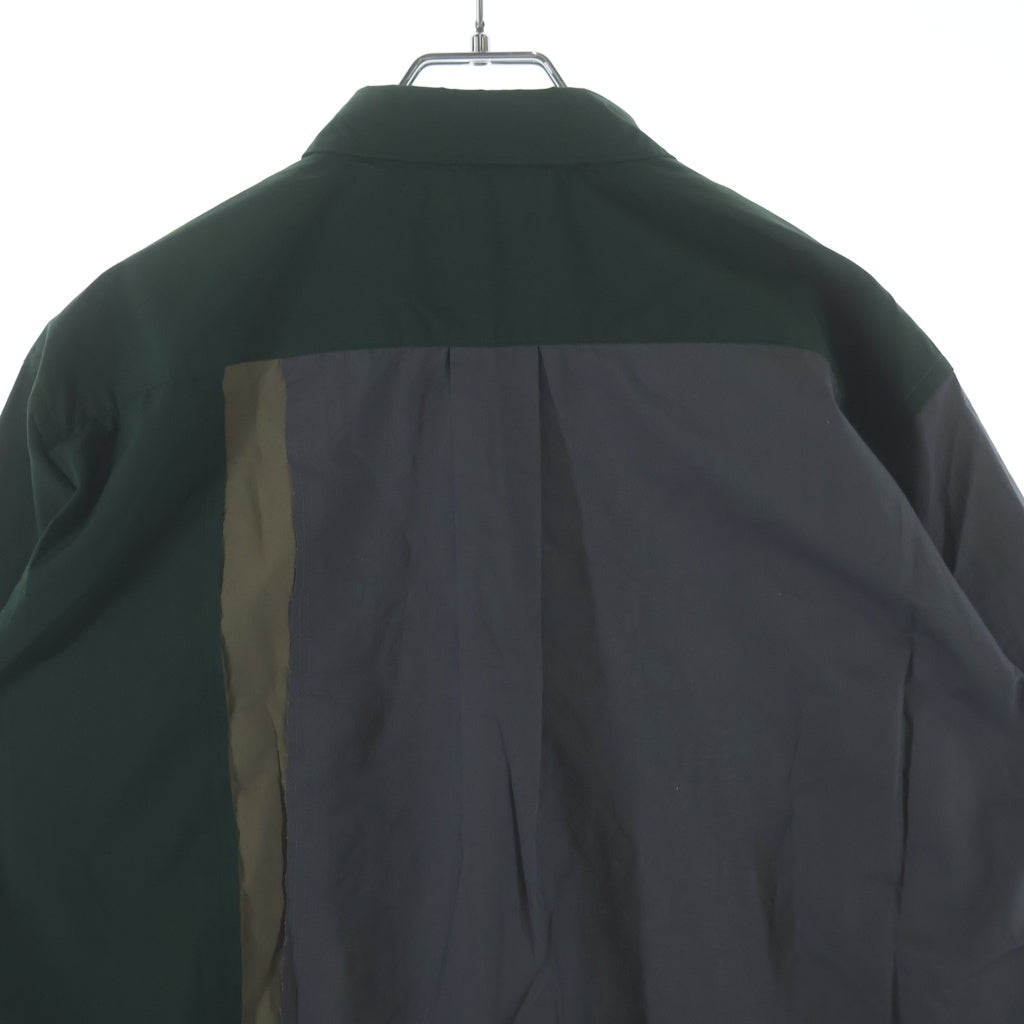 COMME des GARCONS HOMME DEUX(コムデギャルソン オムドゥ) 21AW AD2021 ドッキングデザイン 長袖ボタンシャツ グレー/グリーン DH-B044