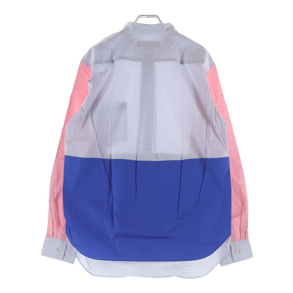 COMME des GARCONS HOMME DEUX(コムデギャルソン オムドゥ) 22AW AD2022 ドッキング加工 長袖コットンシャツ グレー/ブルー/ピンク DJ-B052