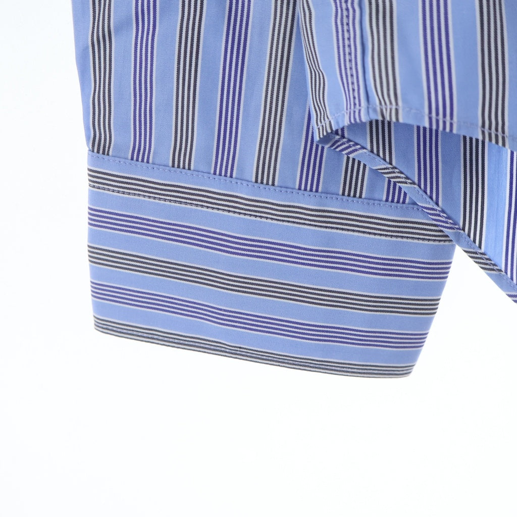 COMME des GARCONS HOMME DEUX(コムデギャルソン オムドゥ) 25SS AD2024 袖切替 ストライプ柄 長袖コットンシャツ ブルー DO-B022