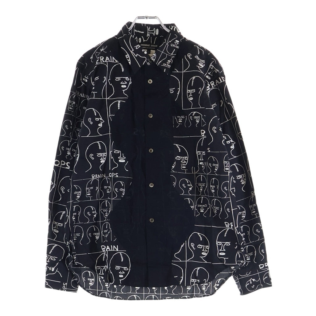 COMME des GARCONS HOMME DEUX(コムデギャルソン オムドゥ) 21AW AD2021×DAVID SHRIGLEY デヴィットシュリグリー 総柄 長袖コットンシャツ ブラック DH-B037