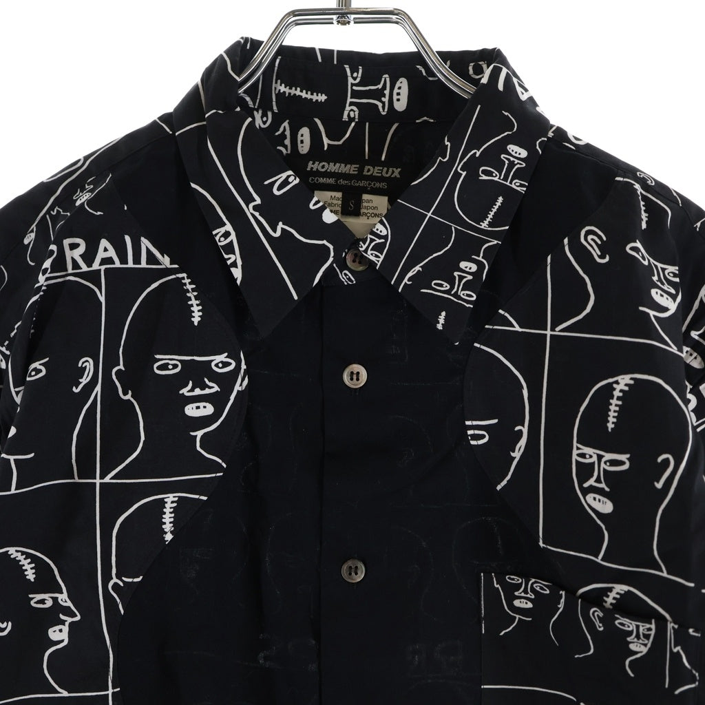 COMME des GARCONS HOMME DEUX(コムデギャルソン オムドゥ) 21AW AD2021×DAVID SHRIGLEY デヴィットシュリグリー 総柄 長袖コットンシャツ ブラック DH-B037