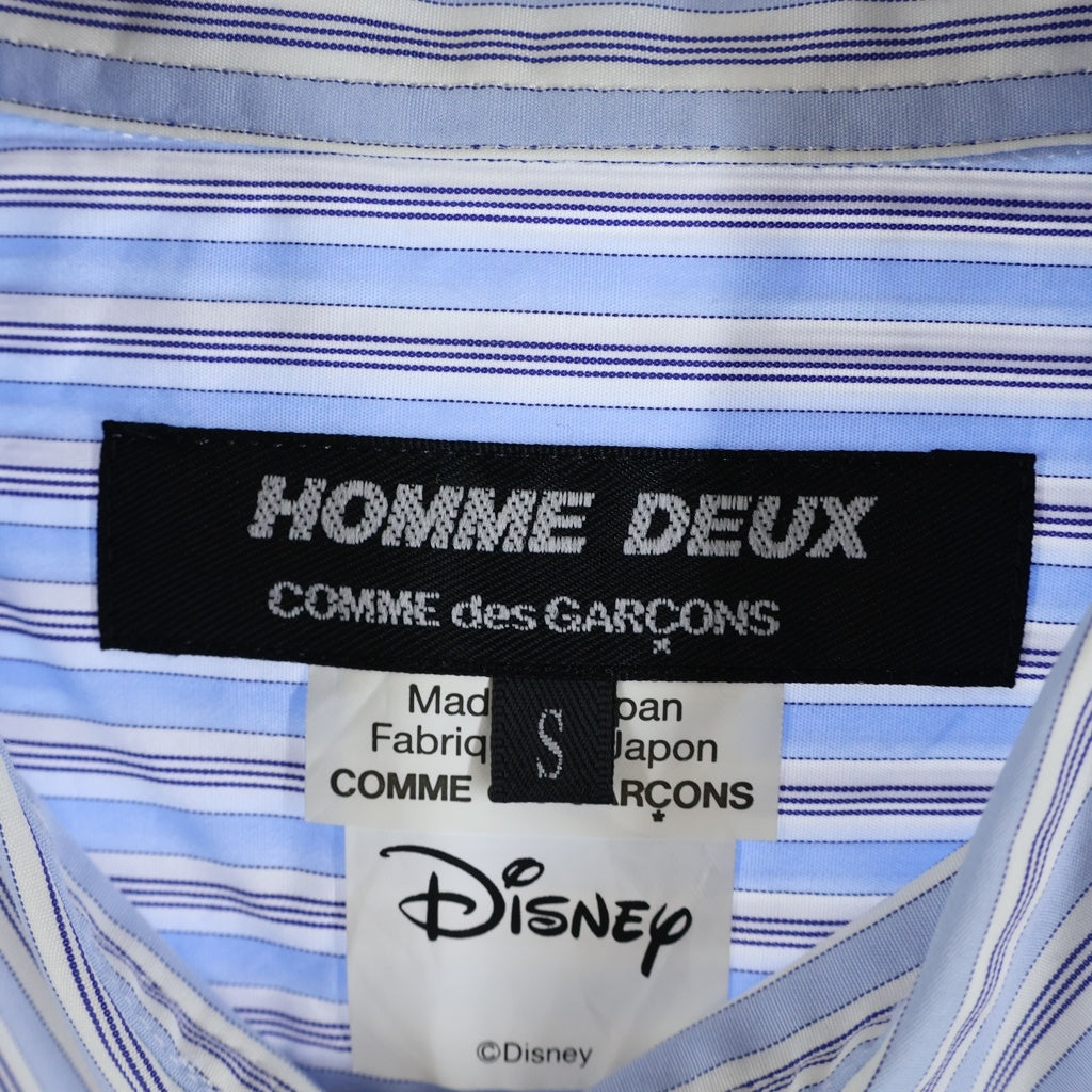 COMME des GARCONS HOMME DEUX(コムデギャルソン オムドゥ) 20AW AD2020 ×DISNEY ディズニー ミッキーイラストプリント 長袖コットンストライプシャツ ブルー/ホワイト DF-B022