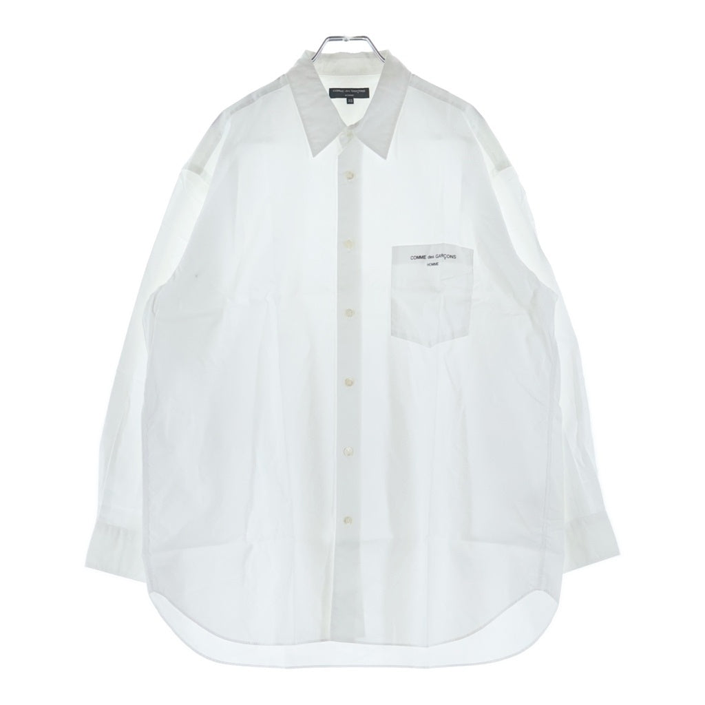 COMME des GARCONS HOMME(コムデギャルソンオム) 22SS AD2021 胸ロゴプリント 長袖ボタンシャツ ホワイト HI-B003