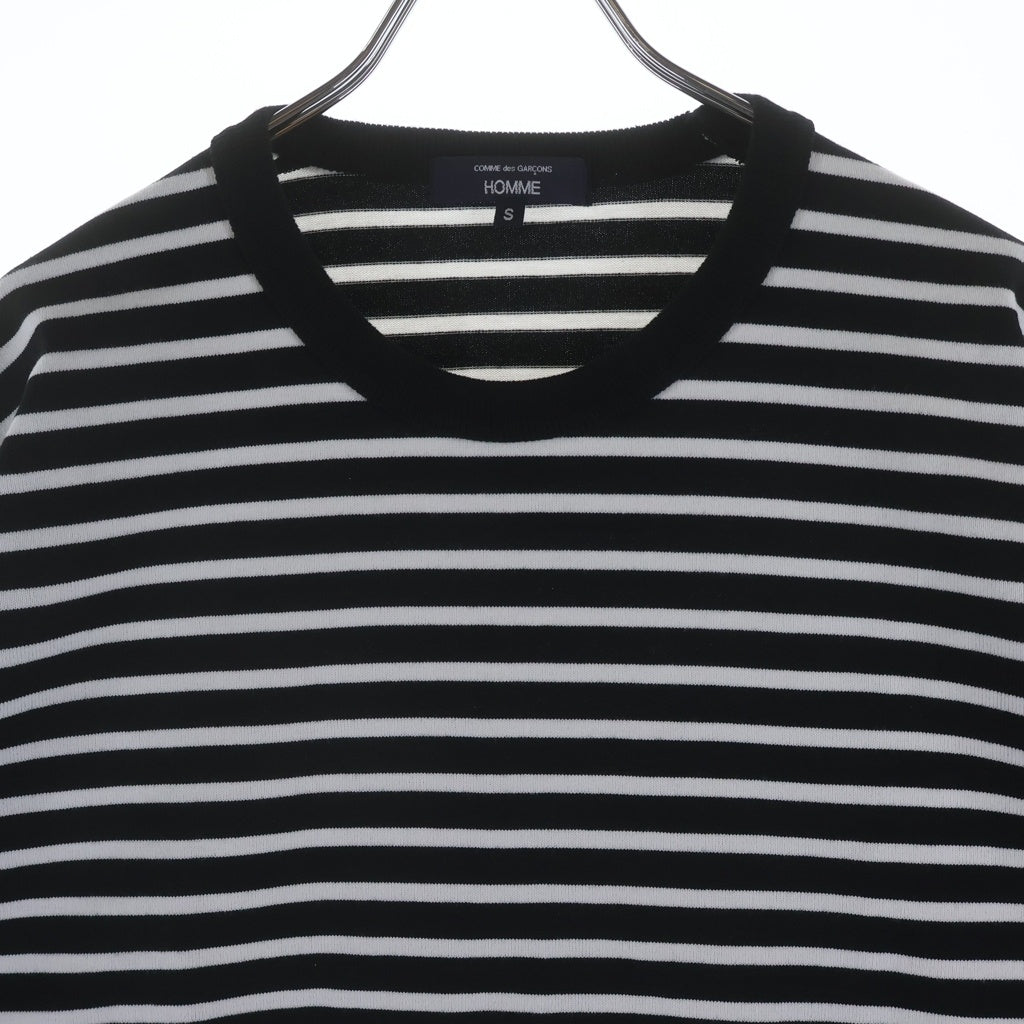 COMME des GARCONS HOMME(コムデギャルソンオム) 25SS AD2024 綿圧綿天竺ボーダーTシャツ 半袖クルーネックカットソー ホワイト/ブラック HO-T016