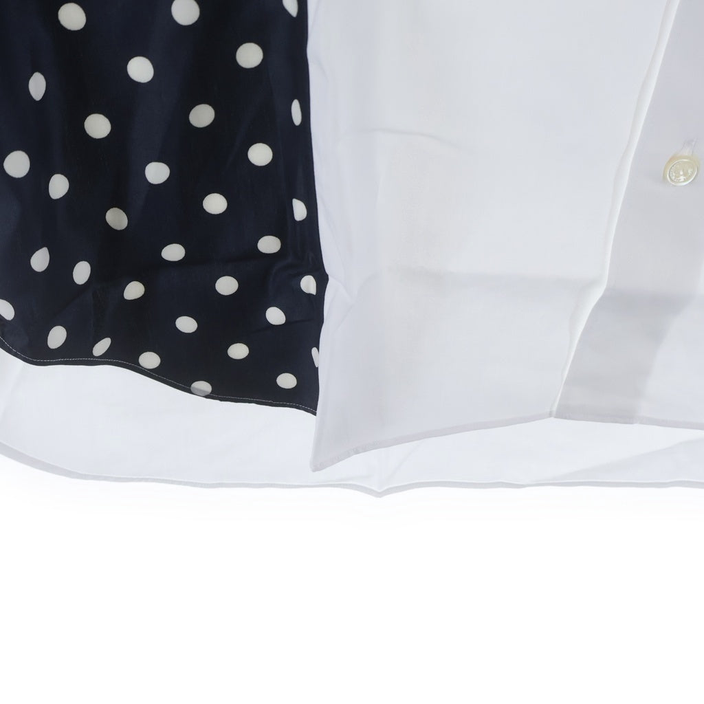 COMME des GARCONS HOMME(コムデギャルソンオム) 24SS AD2023 サイドドット総柄 異素材切替 半袖ボタンシャツ ホワイト/ネイビー HM-B020