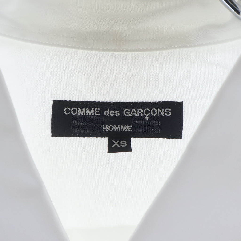COMME des GARCONS HOMME(コムデギャルソンオム) 24SS AD2023 サイドドット総柄 異素材切替 半袖ボタンシャツ ホワイト/ネイビー HM-B020