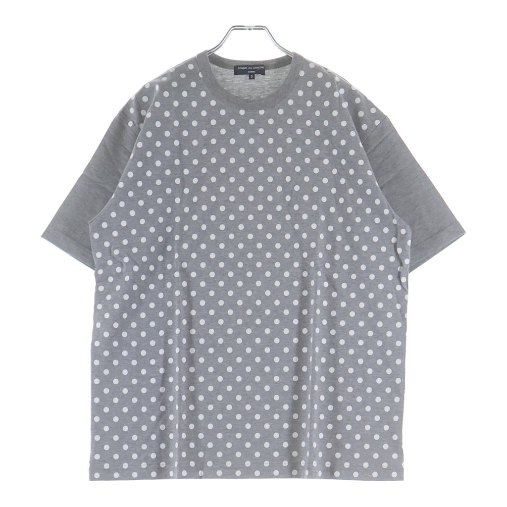 COMME des GARCONS HOMME(コムデギャルソンオム) 23SS AD2022 フロントポルカドット柄 コットンTシャツ 半袖クルーネックカットソー グレー/ホワイト HK-T002