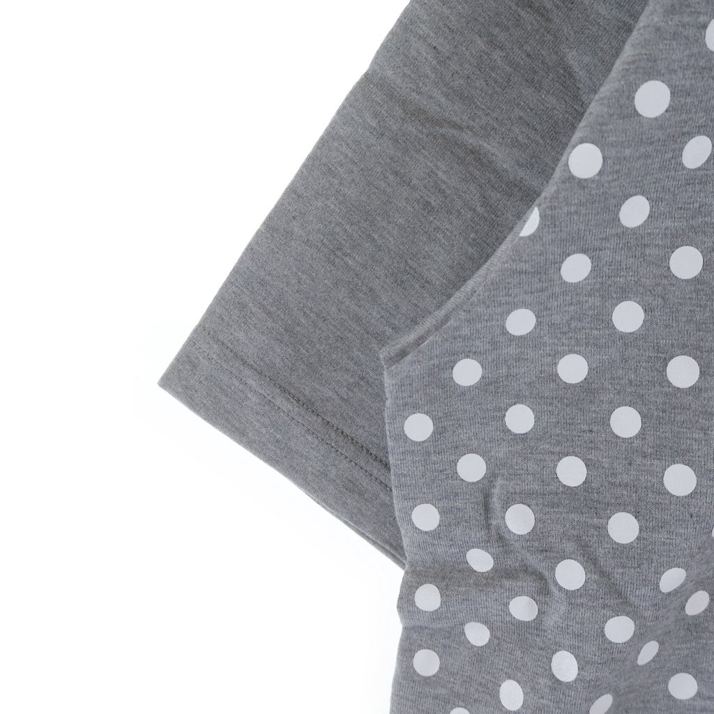 COMME des GARCONS HOMME(コムデギャルソンオム) 23SS AD2022 フロントポルカドット柄 コットンTシャツ 半袖クルーネックカットソー グレー/ホワイト HK-T002