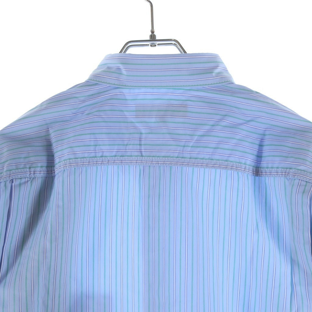 COMME des GARCONS HOMME(コムデギャルソンオム) 23SS AD2022 カモ柄ナイロン切替 長袖ストライプシャツ ブルー/カーキ HK-B004