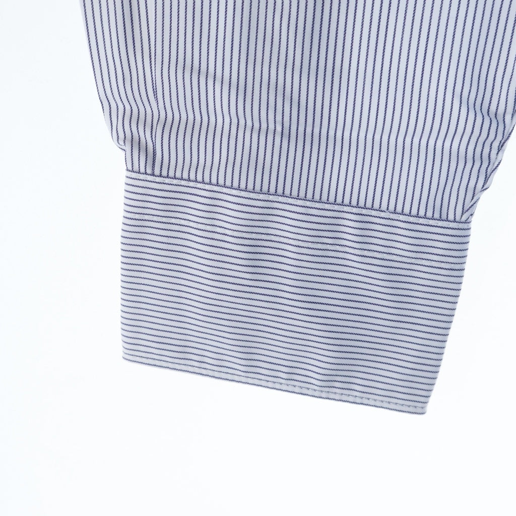 COMME des GARCONS HOMME(コムデギャルソンオム) 23SS AD2022 カモ柄ナイロン切替 長袖ストライプシャツ ブルー/カーキ HK-B004