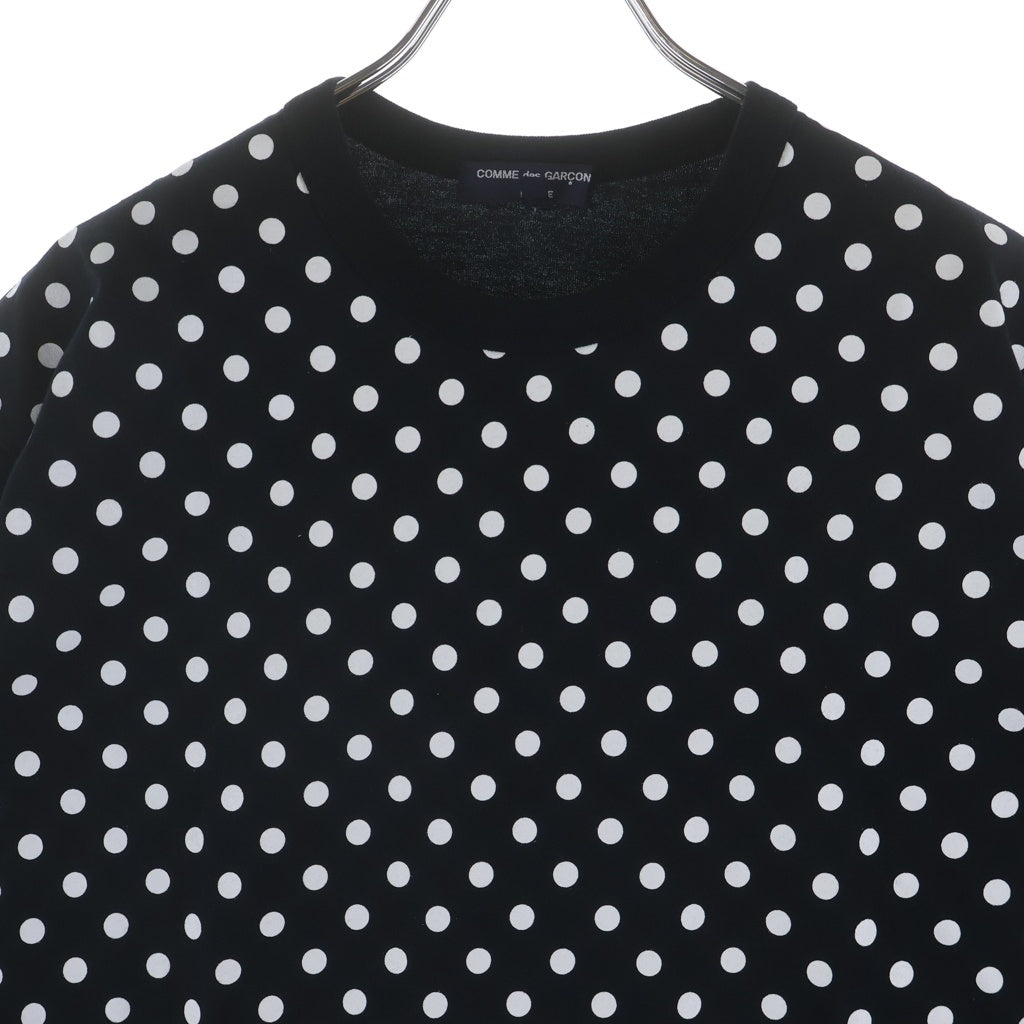 COMME des GARCONS HOMME(コムデギャルソンオム) 23SS AD2022 フロントポルカドット柄 コットンTシャツ 半袖クルーネックカットソー ブラック/ホワイト HK-T002
