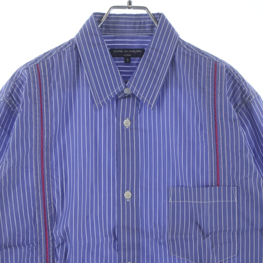 COMME des GARCONS HOMME(コムデギャルソンオム) 21SS AD2020 ライン切替 長袖ストライプシャツ ブルー/ピンク HG-B002